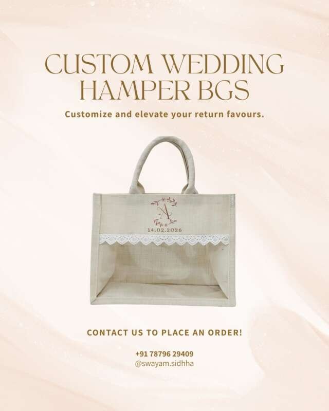 Tying the knot? 🎀 Let your return favours steal the spotlight too!Our Custom Wedding Hamper Bags are cute, classy, and completely customizable – add your initials, wedding date, or a special message to make it truly you. ✨Because your guests deserve a little love wrapped in style 🤍DM to design yours & make your big day even more memorable! 💍🕊️#weddingfavours #customhamper #weddingdetails #personalisedgifts #fypppp