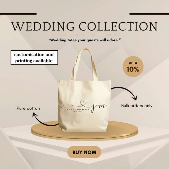 Personalised wedding totes, made with love 🤍Elegant • Reusable • Custom printed✔ Bulk orders✔ Up to 10% off✔ Customisation availableDM to book your wedding order ✨...........#trending #weddinggifts #weddinghampers #fyp #wedding #gifting #viral #totebag #customweddingtote