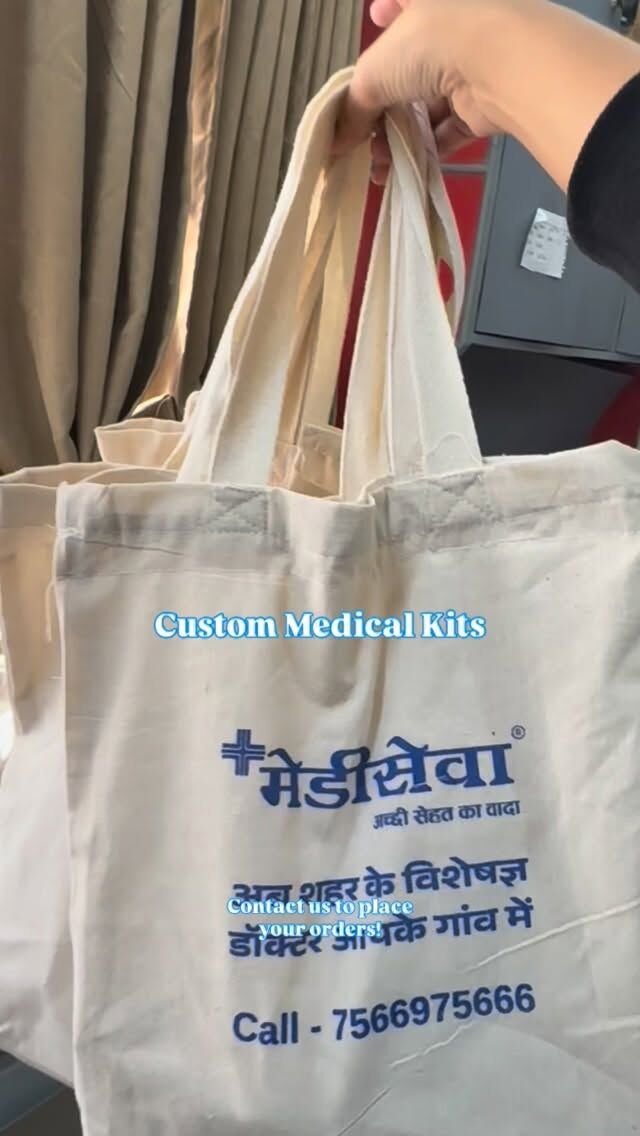 Custom Medical Tote Bags 🏥🩺Add your clinic logo, name & design with premium quality print.Perfect for hospitals, clinics, nurses & medical events.Bulk orders available – DM to customise yours today!.....#swayamsidhha #totebag #medicalkit #hospitalbag #tote .